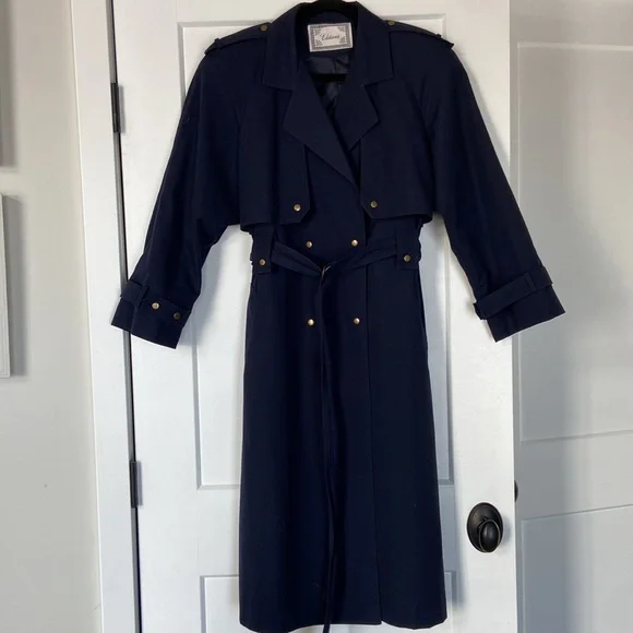 Vintage Navy Trench Coat Size 7/8 - Picture 8 of 10